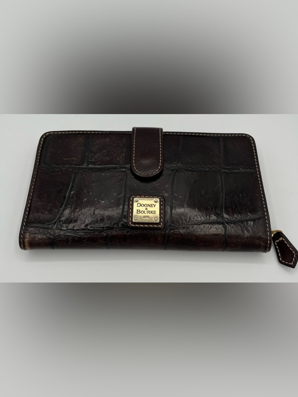 Dooney & Bourke Dark Brown Croc-Embossed Leather Wallet